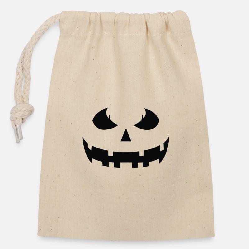 Spooky Pumpkin Silhouette Print - Closable cotton gift bag (14x20cm) - nature