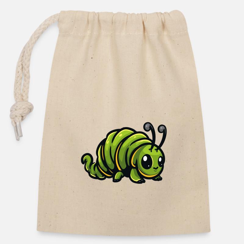 Wurm Comic - Verschließbarer Geschenkbeutel aus Baumwolle (14x20cm) - Natur