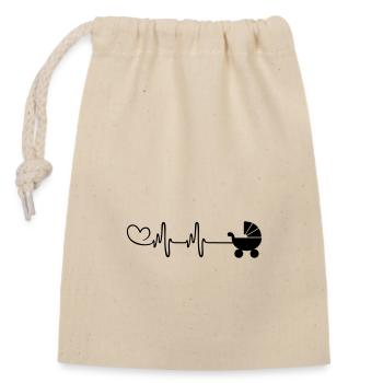 Kinderwagen baby Puls Herz - Verschließbarer Geschenkbeutel aus Baumwolle (14x20cm) - Natur - Vorne