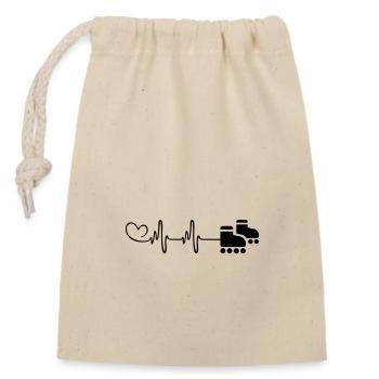 Inline skates pulse heartbeat - Closable cotton gift bag (14x20cm) - nature - Front