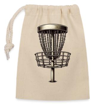 Disc golf - Closable cotton gift bag (14x20cm) - nature - Front