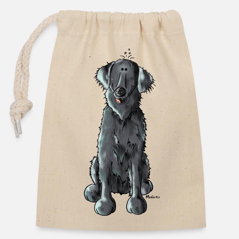 Lustiger Flat Coated Retriever - Hund - Verschließbarer Geschenkbeutel aus Baumwolle (14x20cm) - Natur