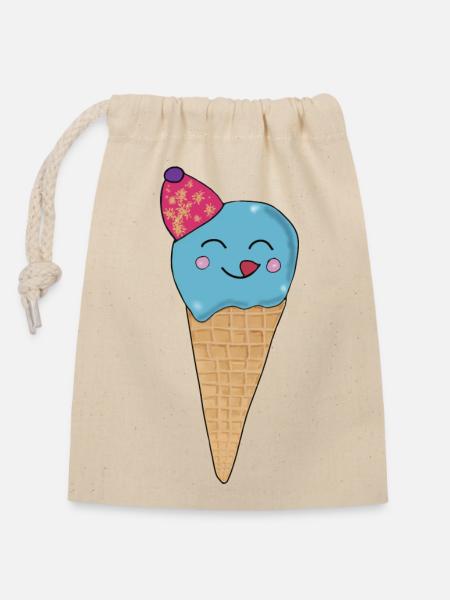Eis-Eistüte - Verschließbarer Geschenkbeutel aus Baumwolle (14x20cm) - Natur