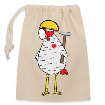 Handwerker Huhn Hammer Herz Baustelle Berufe Job - Verschließbarer Geschenkbeutel aus Baumwolle (14x20cm) - Natur - Vorne