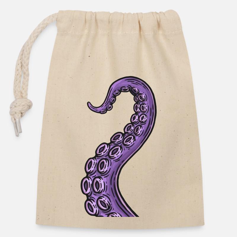 Tentacule - Sac cadeau en coton avec cordon (14 x 20 cm) - nature