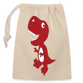 Dino Cute Red - Closable cotton gift bag (14x20cm) - nature - Front
