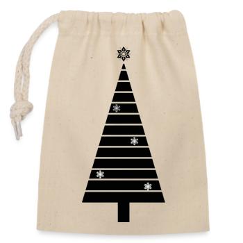 sapin geo noir - Sac cadeau en coton avec cordon (14 x 20 cm) - nature - Devant