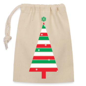 sapin geo multicolore - Sac cadeau en coton avec cordon (14 x 20 cm) - nature - Devant