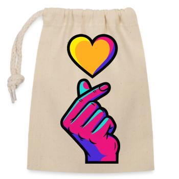 Kpop Musique coréenne Doigts mignons Cœur Amour Corée - Sac cadeau en coton avec cordon (14 x 20 cm) - nature - Devant
