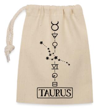 Taureau - Zodiaque du Taureau - noir - Sac cadeau en coton avec cordon (14 x 20 cm) - nature - Devant