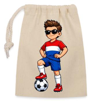 Football, Boy Fan des Pays-Bas, drapeau néerlandais - Sac cadeau en coton avec cordon (14 x 20 cm) - nature - Devant
