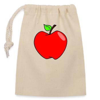 Apfel - Verschließbarer Geschenkbeutel aus Baumwolle (14x20cm) - Natur - Vorne
