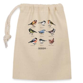 Vintage birds - Closable cotton gift bag (14x20cm) - nature - Front