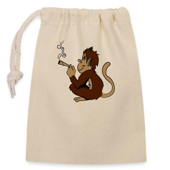 monkey weed hemp - Closable cotton gift bag (14x20cm) - nature - Front