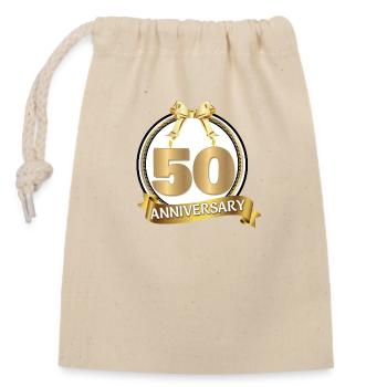 50. Jahrestag Goldener Hochzeitstag - Verschließbarer Geschenkbeutel aus Baumwolle (14x20cm) - Natur - Vorne