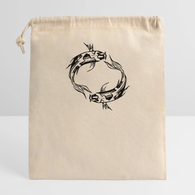 Two Vector Koi Carp Fish Closable cotton gift bag (14x20cm)