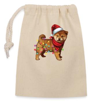 Mignon Shiba Inu Chien Père Noël Lover Cadeaux de Noël - Sac cadeau en coton avec cordon (14 x 20 cm) - nature - Devant
