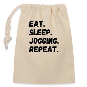 Eat Sleep Jogging Repeat - Verschließbarer Geschenkbeutel aus Baumwolle (14x20cm) - Natur - Vorne