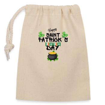 Happy St. Patricks Day - Verschließbarer Geschenkbeutel aus Baumwolle (14x20cm) - Natur - Vorne