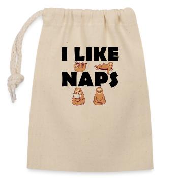 I like Naps - Sloths - Late risers - Closable cotton gift bag (14x20cm) - nature - Front