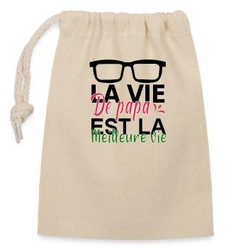 La vie de papa est la meilleure vie - Sac cadeau en coton avec cordon (14 x 20 cm) - nature - Devant