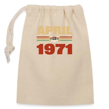 52nd birthday April Born 1971 Gift idea - Closable cotton gift bag (14x20cm) - nature - Front