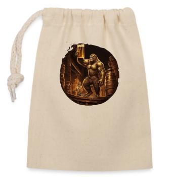 Gorilla taps beer in brewery - Closable cotton gift bag (14x20cm) - nature - Front