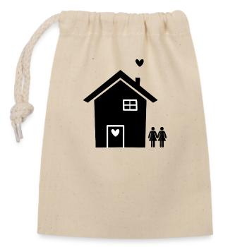Moving House Building Partnership Lesbian Pride - Closable cotton gift bag (14x20cm) - nature - Front