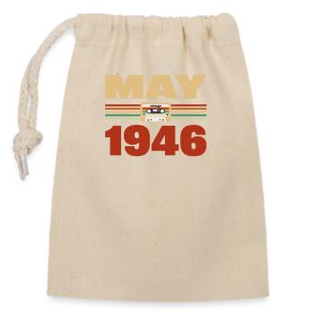 77. Geburtstag Mai Jahrgang 1946 Geschenkidee - Verschließbarer Geschenkbeutel aus Baumwolle (14x20cm) - Natur - Vorne
