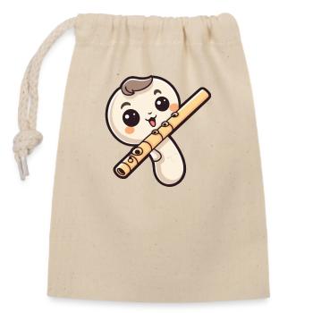 Flûte dans le style comique - Sac cadeau en coton avec cordon (14 x 20 cm) - nature - Devant