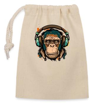 Musique de singe - Sac cadeau en coton avec cordon (14 x 20 cm) - nature - Devant