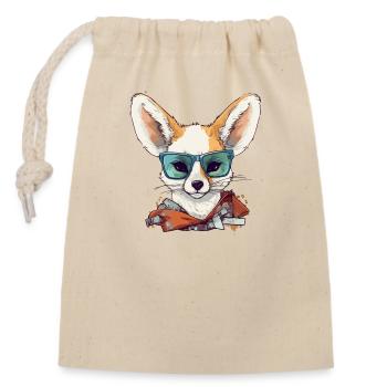 Romi the fennec - Closable cotton gift bag (14x20cm) - nature - Front