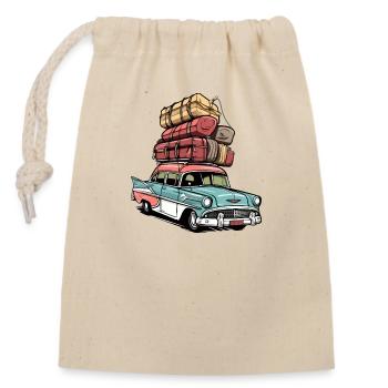 Américaine en voyage - Sac cadeau en coton avec cordon (14 x 20 cm) - nature - Devant