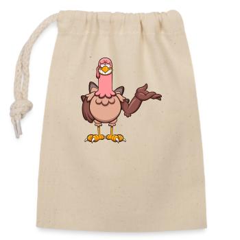 Cartoon Turkey - Closable cotton gift bag (14x20cm) - nature - Front