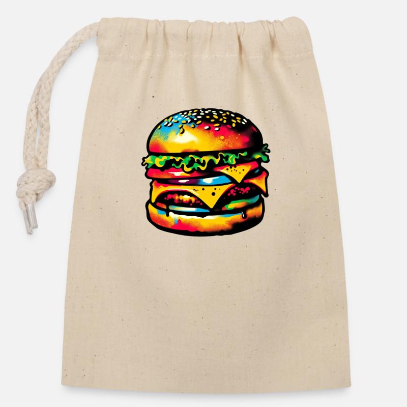 Fleisch essen | Grillen - Verschließbarer Geschenkbeutel aus Baumwolle (14x20cm) - Natur