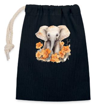 Fleur de gentil géant - Sac cadeau en coton avec cordon (14 x 20 cm) - bleu marine - Devant