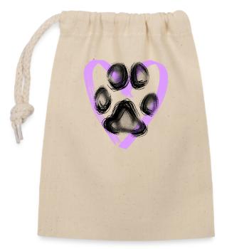 Empreinte de patte avec coeur, violet - Sac cadeau en coton avec cordon (14 x 20 cm) - nature - Devant