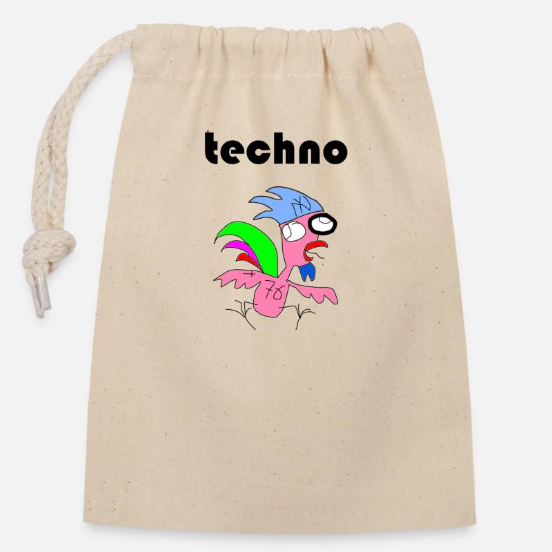 techno hahn - Verschließbarer Geschenkbeutel aus Baumwolle (14x20cm) - Natur