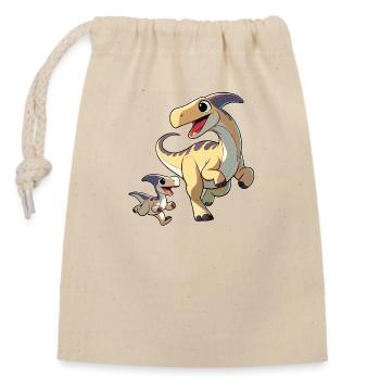 Parasaurolophus mother and child - Closable cotton gift bag (14x20cm) - nature - Front