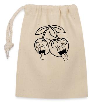 fruit 2 friends cherries crazy face head aug - Closable cotton gift bag (14x20cm) - nature - Front