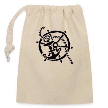 Anker Seemann Anchor Sailor Tattoo Oldschool SOS - Verschließbarer Geschenkbeutel aus Baumwolle (14x20cm) - Natur - Vorne