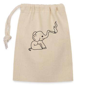 museau éléphant kiffen joint lapidé mauvaise herbe cannabi - Sac cadeau en coton avec cordon (14 x 20 cm) - nature - Devant