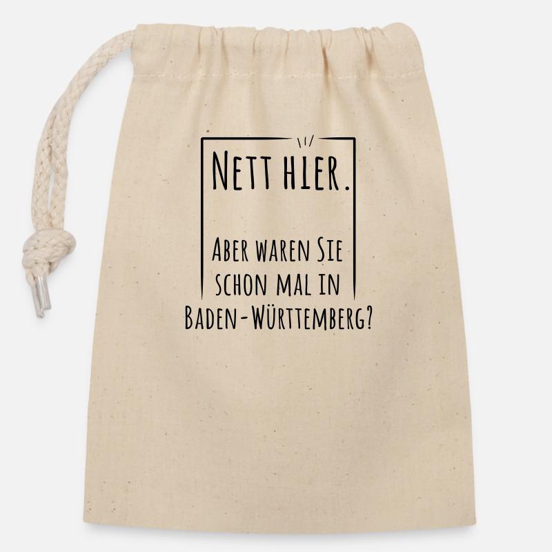 Nett hier - Baden-Wuerttemberg - Verschließbarer Geschenkbeutel aus Baumwolle (14x20cm) - Natur