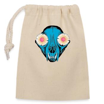 Dark Tier Hund Schädel Skull Fantasy Grufti Gothic - Verschließbarer Geschenkbeutel aus Baumwolle (14x20cm) - Natur - Vorne