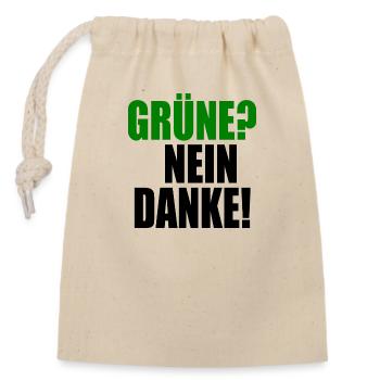 grüne nein danke - Verschließbarer Geschenkbeutel aus Baumwolle (14x20cm) - Natur - Vorne