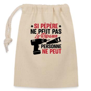 Si Pépère ne peut pas le Réparer, Papy Bricoleur - Sac cadeau en coton avec cordon (14 x 20 cm) - nature - Devant