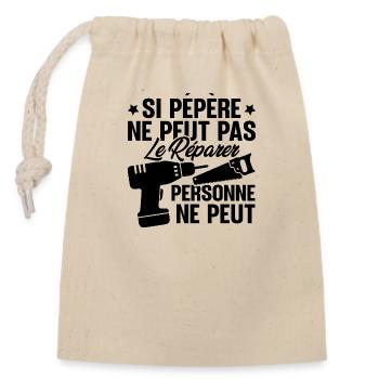 Si Pépère ne peut pas le Réparer, Papy Bricoleur - Sac cadeau en coton avec cordon (14 x 20 cm) - nature - Devant