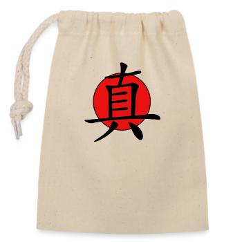 Chinese character, real - Closable cotton gift bag (14x20cm) - nature - Front
