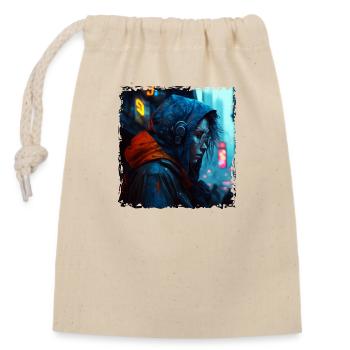 Fille dans un cyber-avenir dystopique - Sac cadeau en coton avec cordon (14 x 20 cm) - nature - Devant