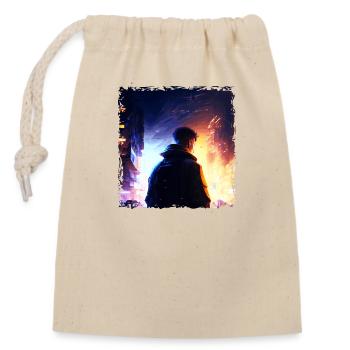 Punk Man in the Battle of the Future in Sci-Fi War - Closable cotton gift bag (14x20cm) - nature - Front